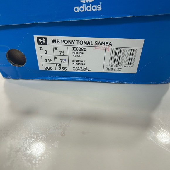 adidas Metre Pink WB Pony Tonal Samba Box Label - Picture 2 of 2